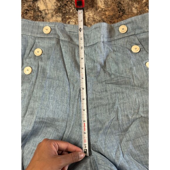 MARELLA Addetto Straight-fit Cropped Pants High Rise Linen-blend Blue Sz 8 R1 - Picture 5 of 8